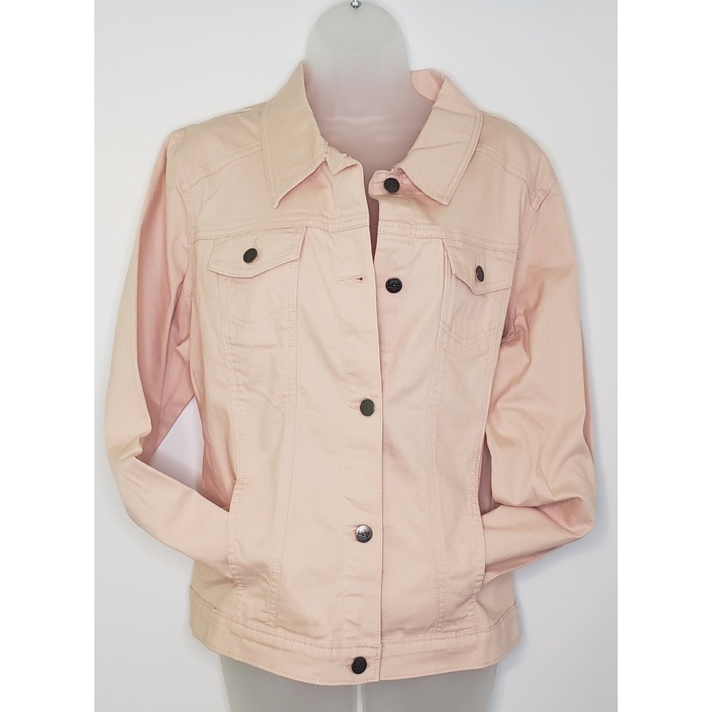 Lee Riders Indigo Denim Jacket PEACH/CORAL Women XL Button Front EUC - Picture 2 of 6